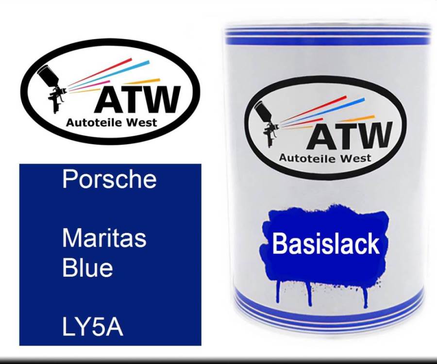 Porsche, Maritas Blue, LY5A: 500ml Lackdose, von ATW Autoteile West.